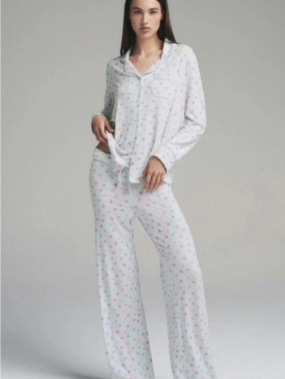 SKIMS White Candy-Print Long Sleeve Pajama Top ONLY